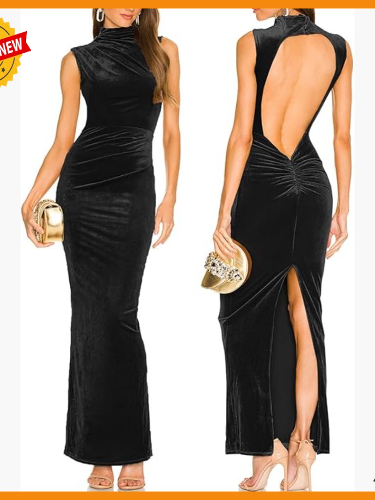 Velvet Maxi Dress Backless Formal Bodycon Cocktail Party
